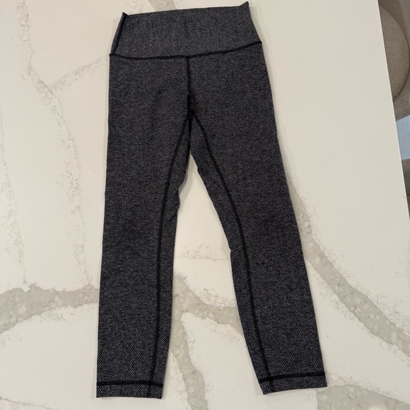 Lululemon Wunder Under HighRise Pant Leggings Womens 6 Heather Black Herringbone - Picture 4 of 11